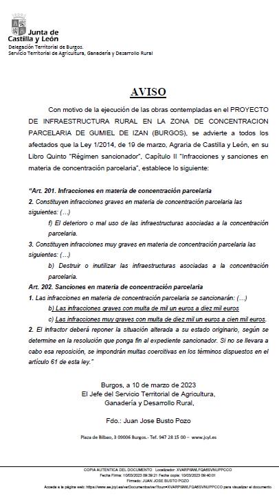 aviso parcelaria